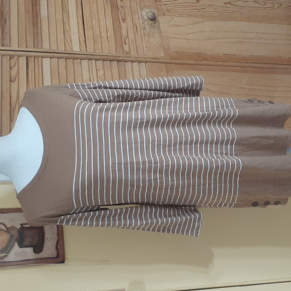 J. JILL Soft Side Buttoned Easy Vicuna Stripe Tunic Top S